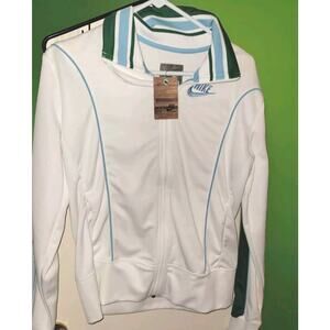 NWT! Nike Womens Sportswear Track Tennis Jacket Size L (12-14) White Full Zip